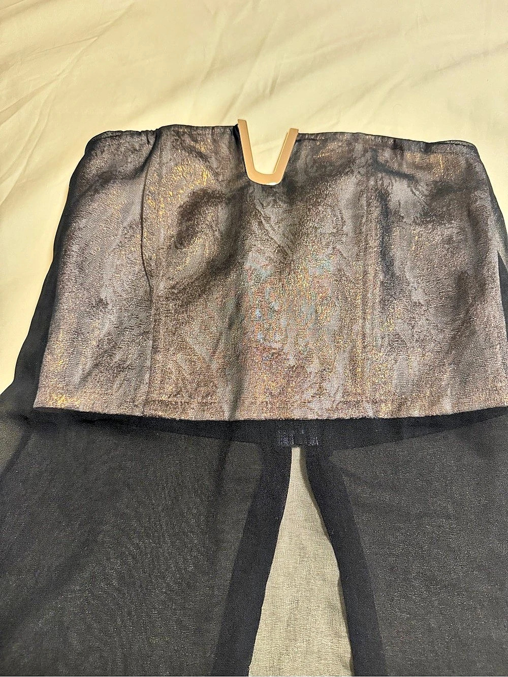 Black & Gold Metallic Maxi Skirt Size S - Picture 3 of 6